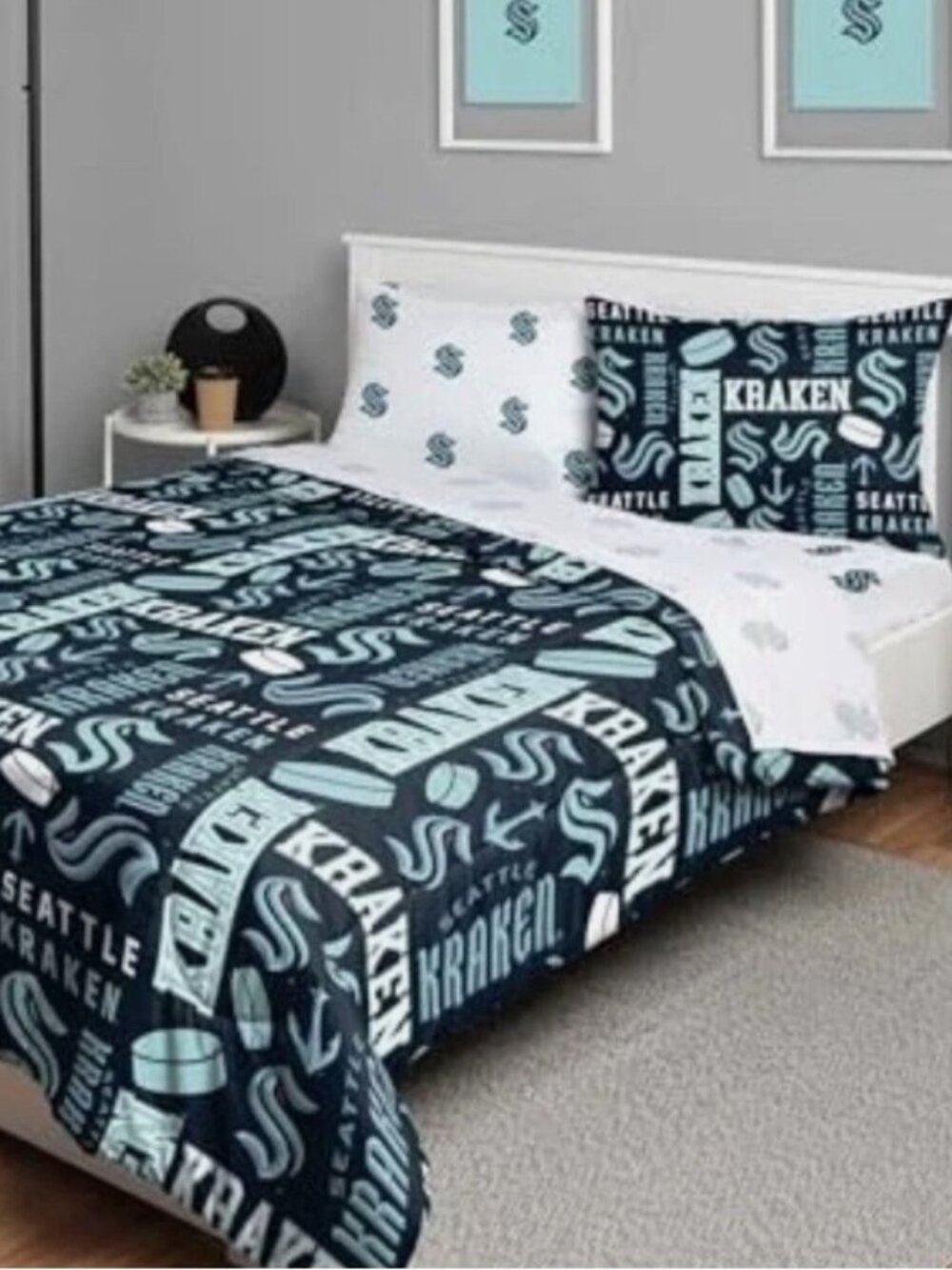 New FOCO NHL Seattle Kraken Team Logo 5 pc comforter set  Twin Size